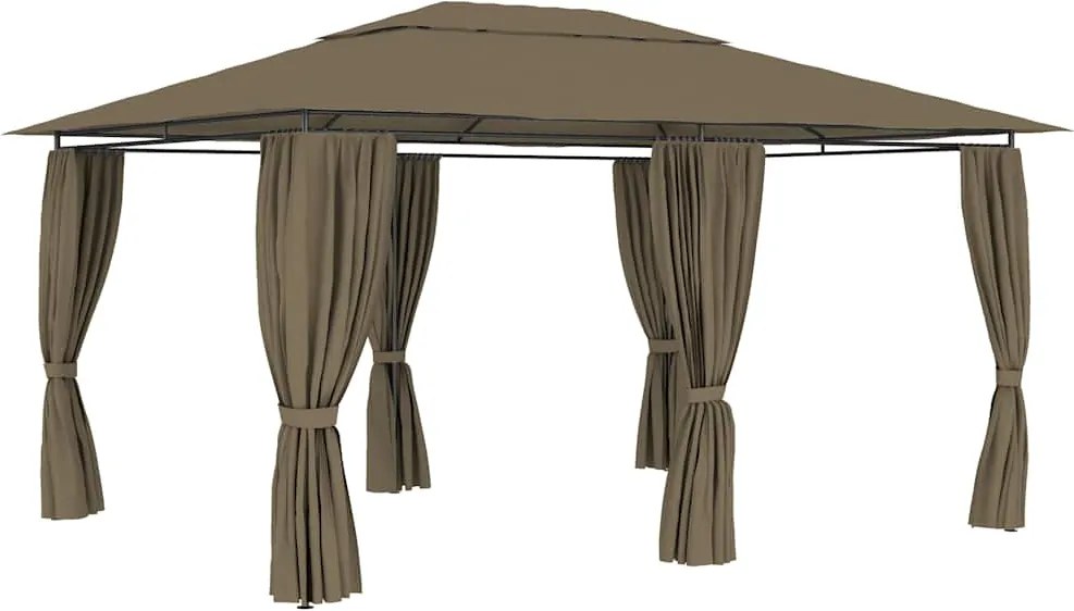 vidaXL tópszínű kerti pavilon függönyökkel 4 x 3 m 180 g/m²