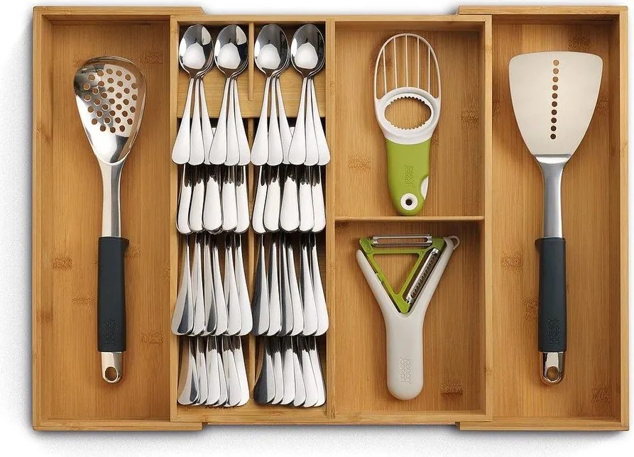 Natúr színű állítható bambusz evőeszköztartó fiókba 32 x 40 cm DrawerStore Bamboo – Joseph Joseph