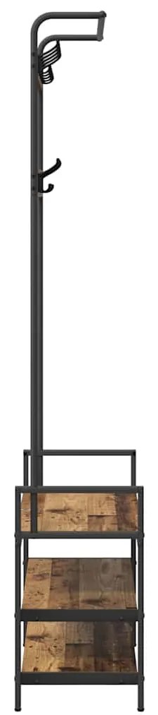 Kabáthorog polcokkal tárolóval Régi fa 75 x 34 x 184 cm Faanyag