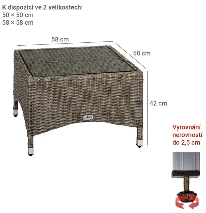 STILISTA Kerti asztal 58 x 58 cm polyrattan fekete
