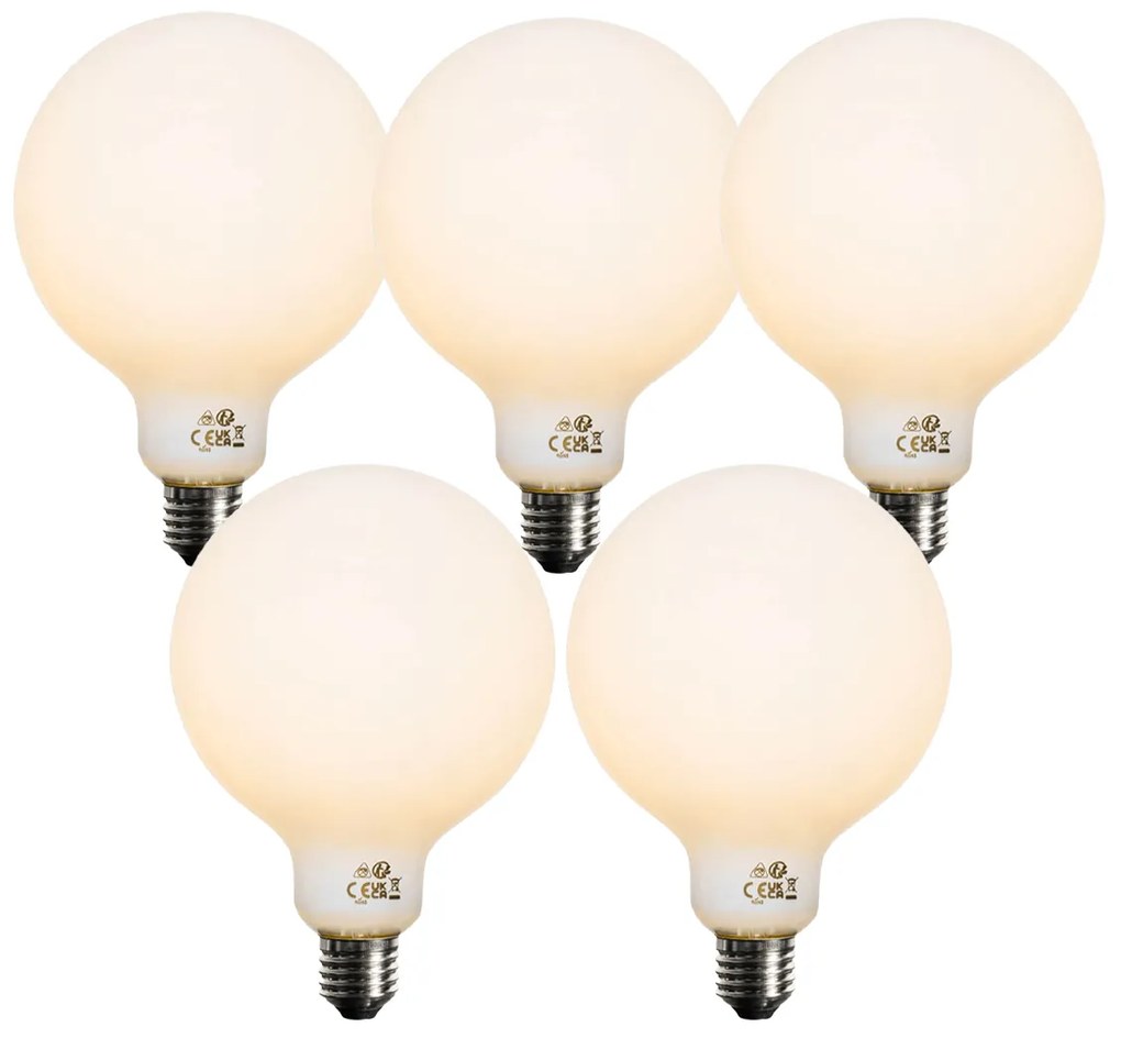 5 darabos E27 szabályozható opál G125 LED izzó szett 5W 450 lm 2200K