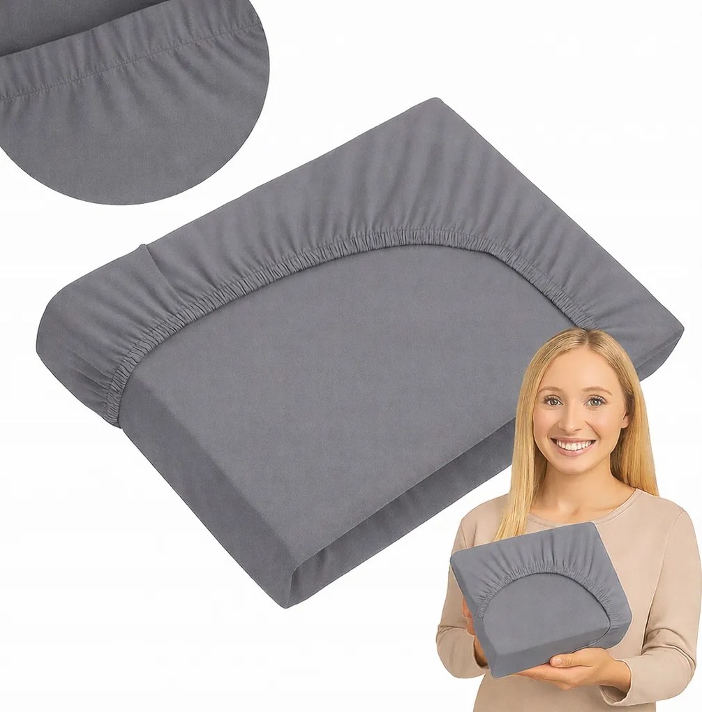 Gumis lepedő 120x200 cm matrachoz jersey pamut szürke lengyel