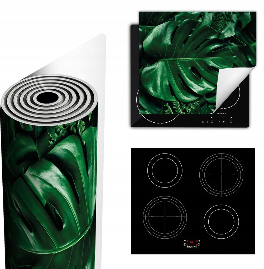 Tűzhelyvédő Szőnyeg Több Helyet Biztosít 60x52 zöld virágok