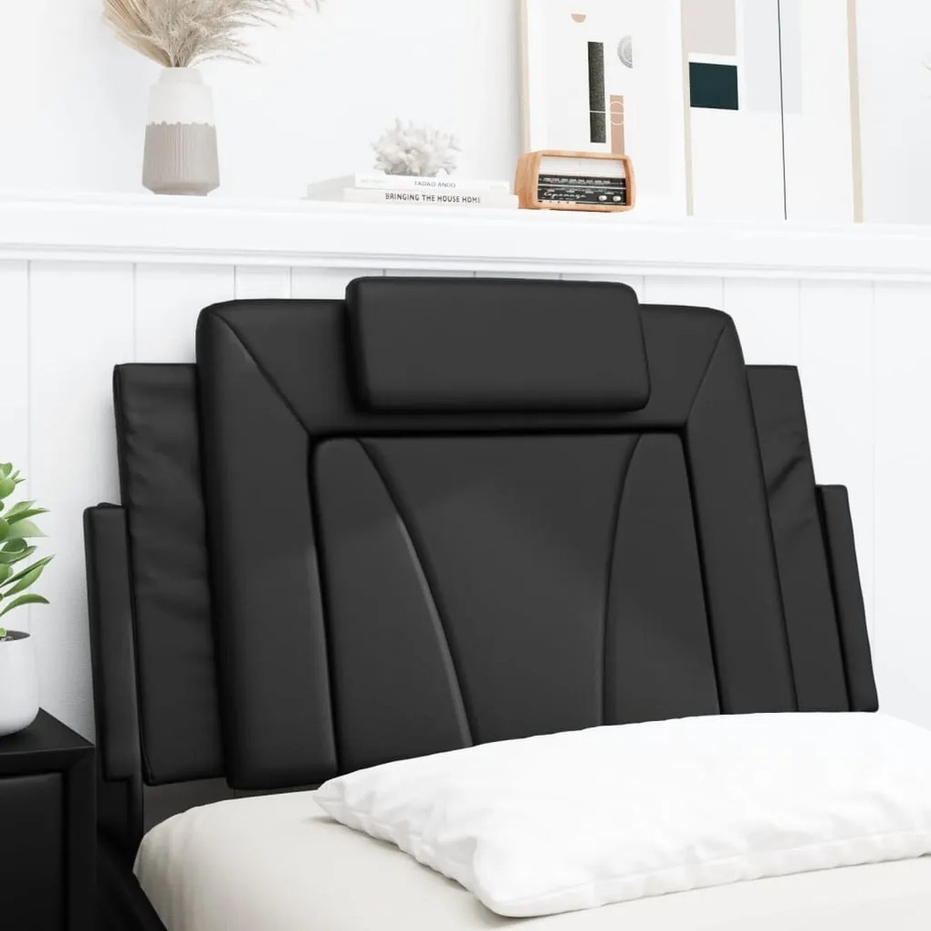 fekete műbőr fejtámla párna 90 cm