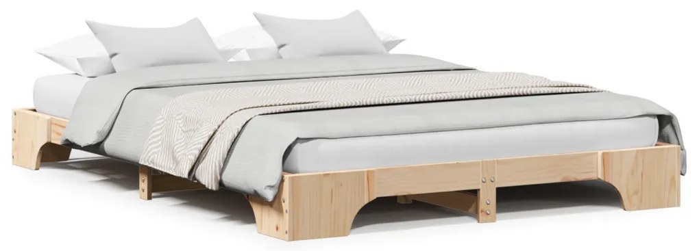Ágykeret Természetes Tömör fenyőfa King Size Tartós