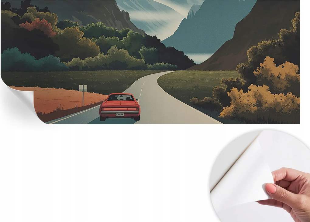 Öntapadós tapéta Fali furnér 3D hatás Hegyi kaland 250x104 cm