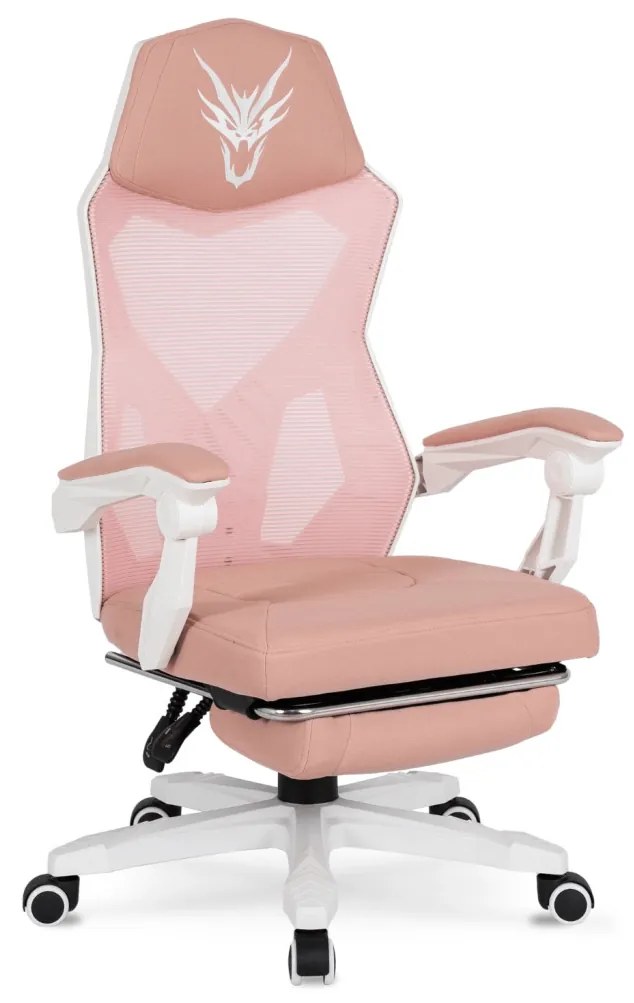 Gamer Forgószék Rózsaszín/Fehér Színben. Teherbírás: 150 kg. BING