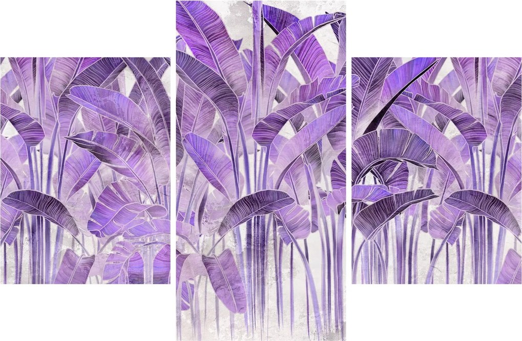 Kép - Lila levelek vakolatban (90x60 cm)