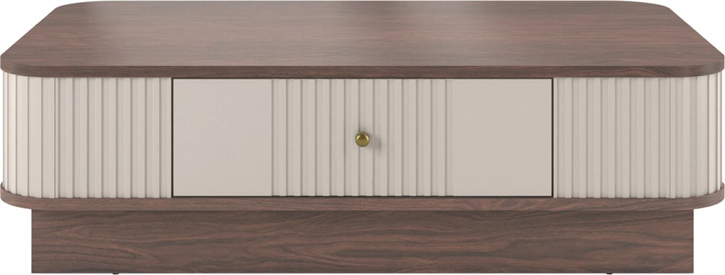 Vesper dohányzóasztal 103x60 cm fiókkal lábazaton - kasmír / dió / arany fogantyú