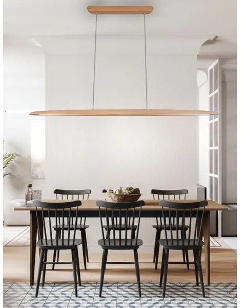 LED Csillár zsinóron LED/22W/230V 4000K 130 cm bükkfa/tömör fa