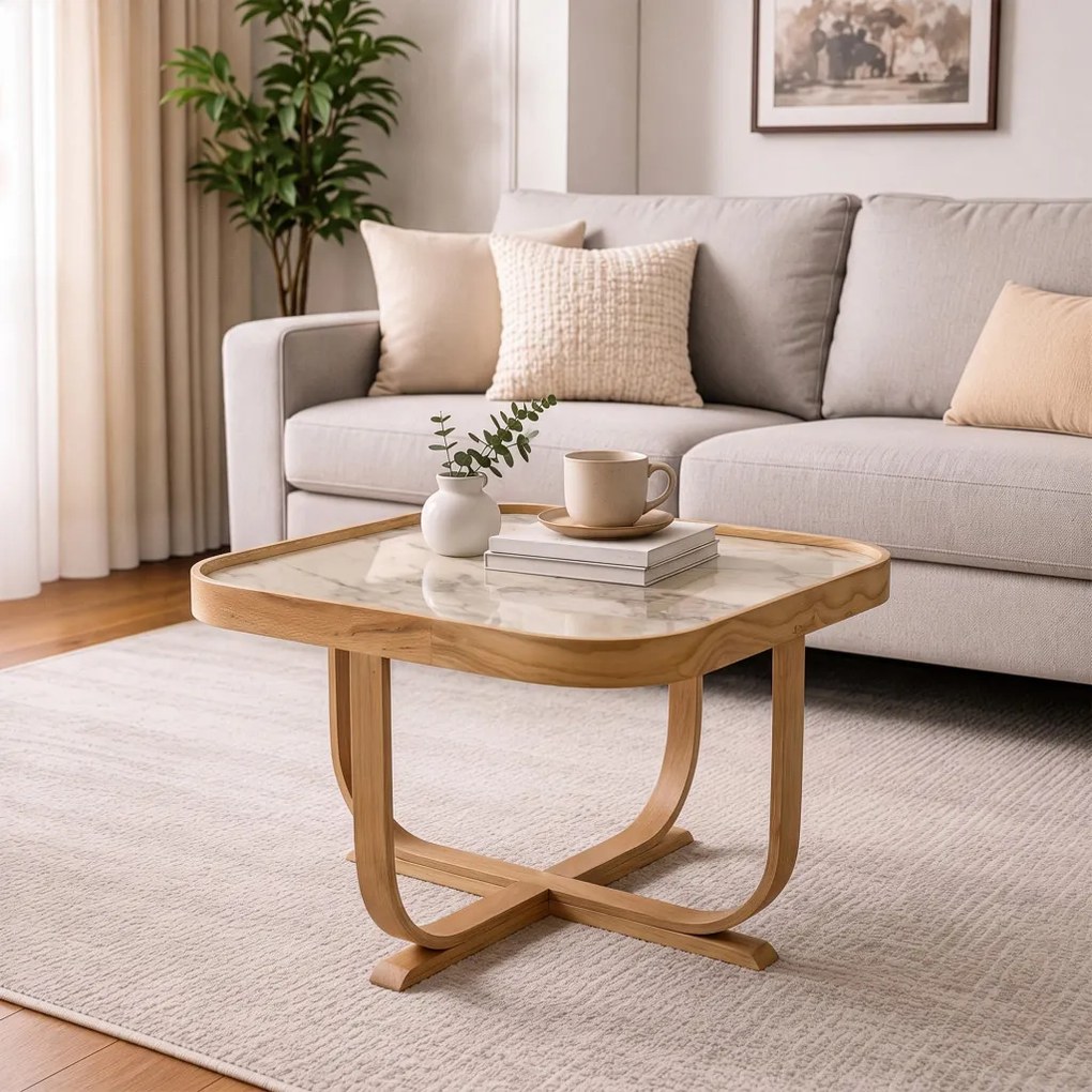 Hisar 90 - Oak, White Marble