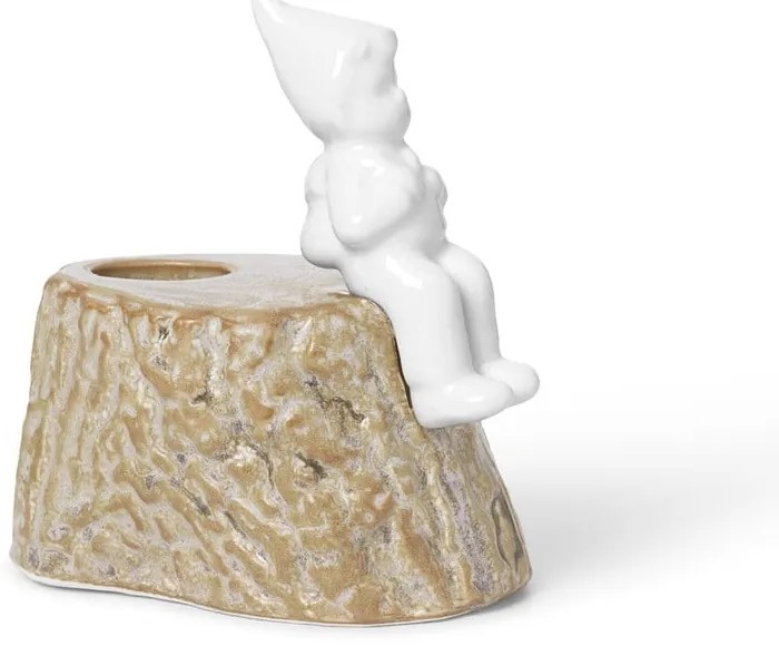 Karácsonyi gyertyatartó porcelánból és agyagkerámiából, hosszúság 9 cm - Kähler Design