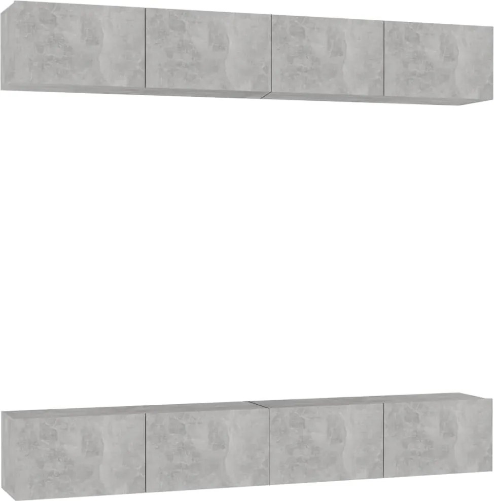 vidaXL 4 db betonszürke szerelt fa TV-szekrény 100 x 30 x 30 cm