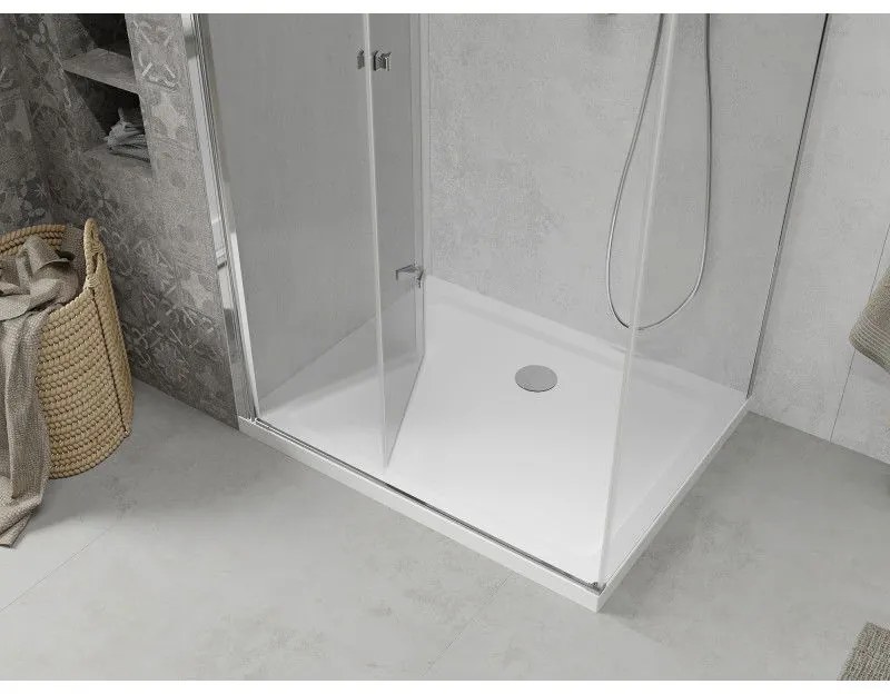 Mexen Lima zuhanykabin 120x80cm, 6mm üveg, króm profil - átlátszó üveg + Vékony zuhanytálca - 856-120-080-00-00-4010