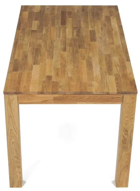 Étkezőasztal 140x80x75, tömör fehér tölgy, olajos felületkezelés, 8x8 cm-es lábak