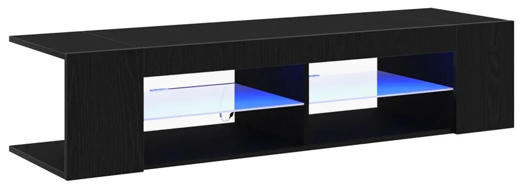 TV Szekrény LED Fénnyel Fekete Tölgy 135x39x30cm Összeszerelve