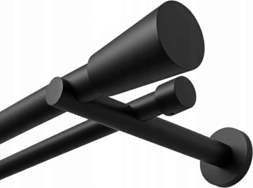 Dupla Fém Függönykarnis 25 19 mm Válogatás Fekete Kerekek Nélkül 320 cm