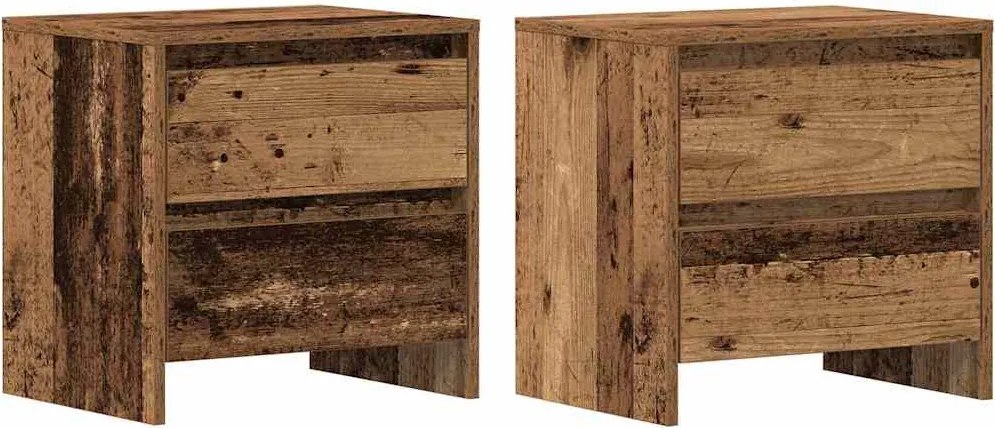 vidaXL Éjjeliszekrény fiókkal 2 pcs Öreg fa 45 x 34 x 44,5 cm Faanyag