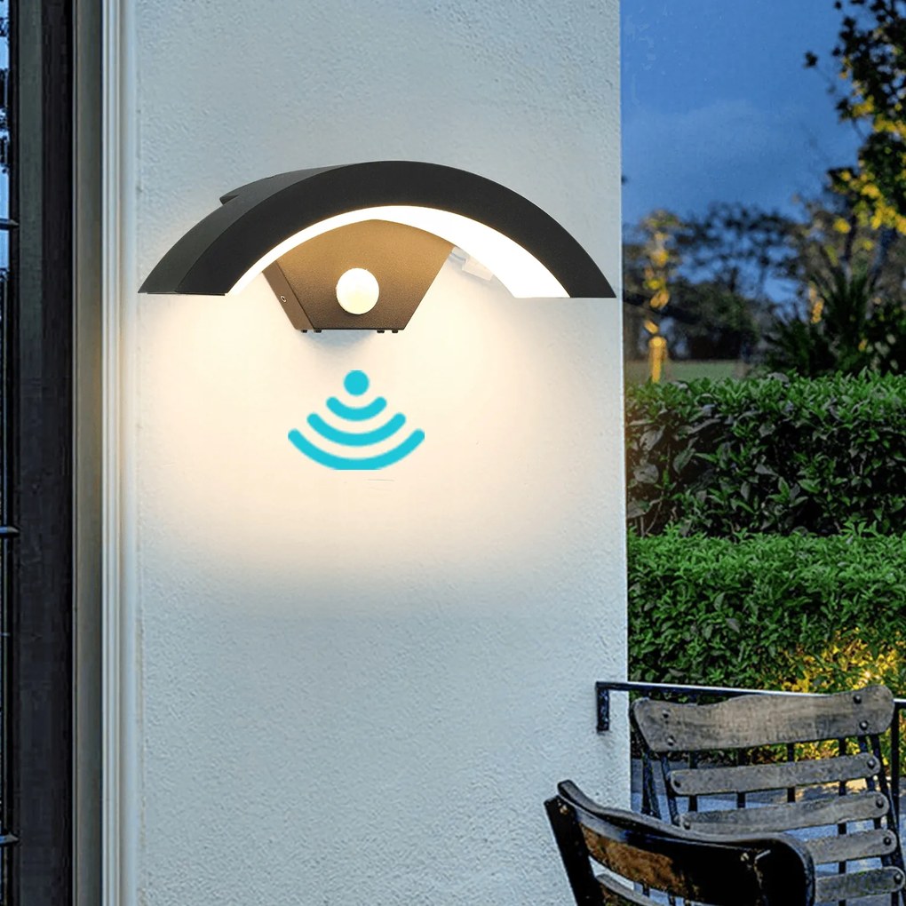 Kültéri Led Fali Lámpa Bejárati Ajtó Felett Mozgásérzékelővel 18W IP65