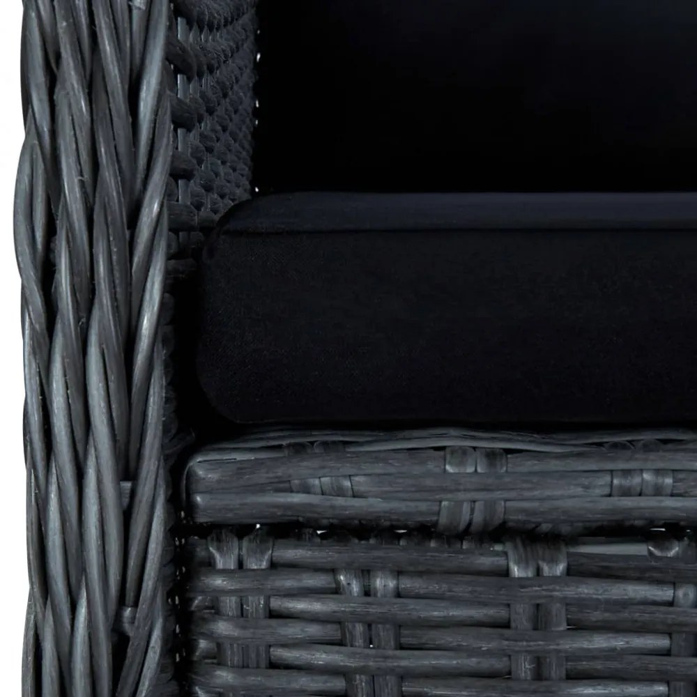 vidaXL 3 részes sötétszürke polyrattan kerti ülőgarnitúra párnákkal