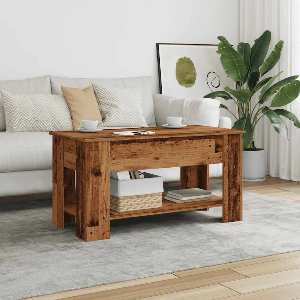 dohányzóasztal Régi fa 101x49x52 cm Gépelt fa