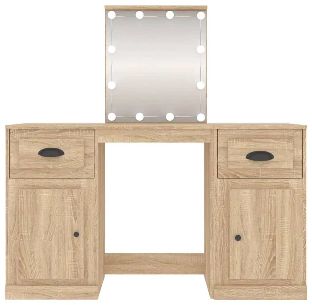 sonoma tölgy színű fésülködőasztal LED-del 130 x 50 x 132,5 cm