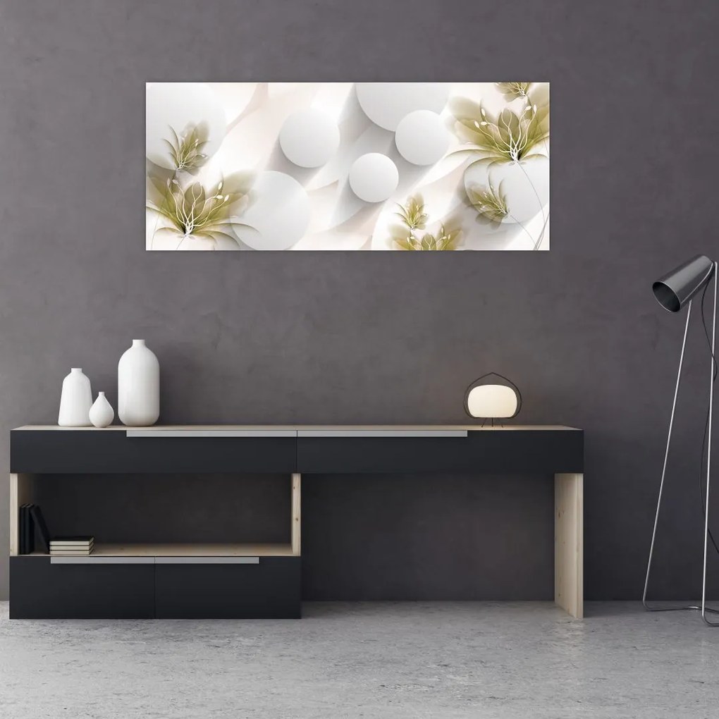 Kép - 3D körök virágokkal (120x50 cm)