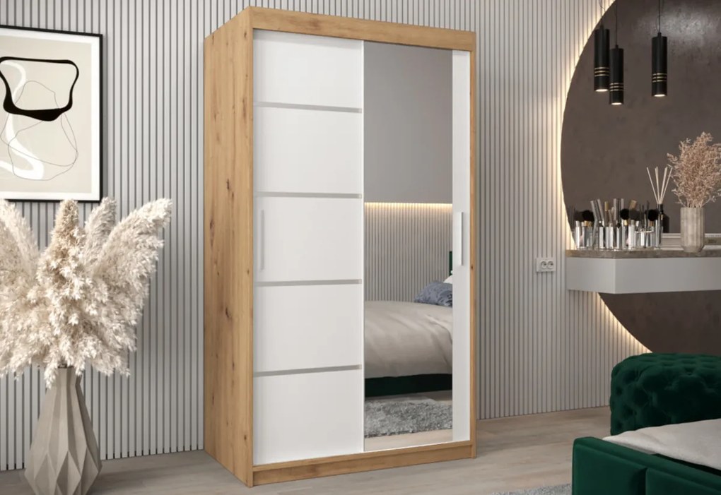 VETRONA 2 ruhásszekrény, 250x200x62, tölgy artisan/fekete