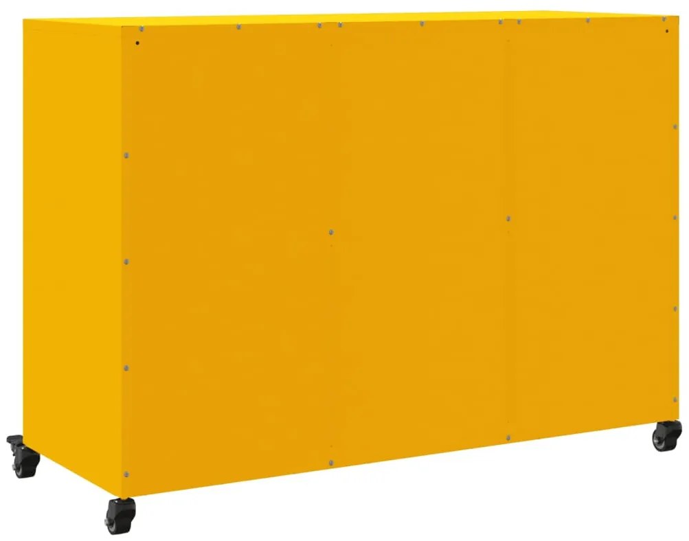 mustársárga acél tálalószekrény 100,5 x 39 x 72 cm