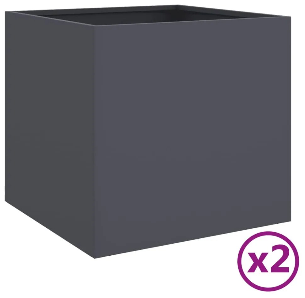 vidaXL 2 db antracitszürke acél növénytartó 49 x 47 x 46 cm