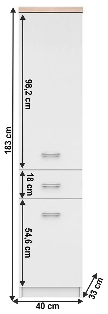 Polcos szekrény 2D1S, fehér/tölgy sonoma, univerzális, TOPTY TYP 05