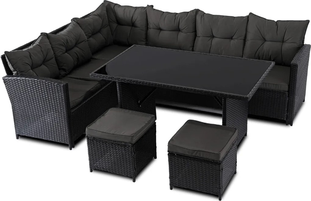 Kerti ülőgarnitúra szett Fekete/Sötétszürke színben. DALLAS