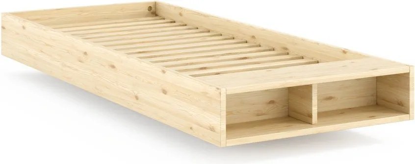 Natúr színű borovi fenyő egyszemélyes ágy ágytámla nélkül ágyráccsal 90x200 cm Merge – Karup