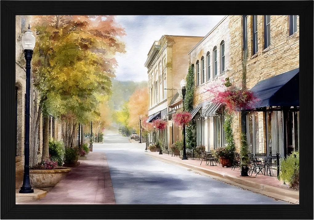 Poszter Keret Fa Romantikus Utca Óváros Ősz 60x40