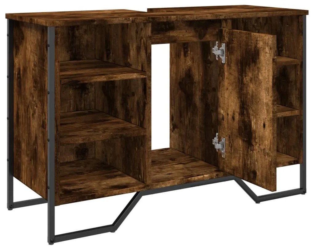 füstös tölgy szerelt fa fürdőszobai mosdószekrény 91x35x60 cm
