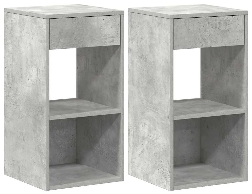Éjjeliszekrények fiókos 2 db betonszürke 35x34x66,5 cm