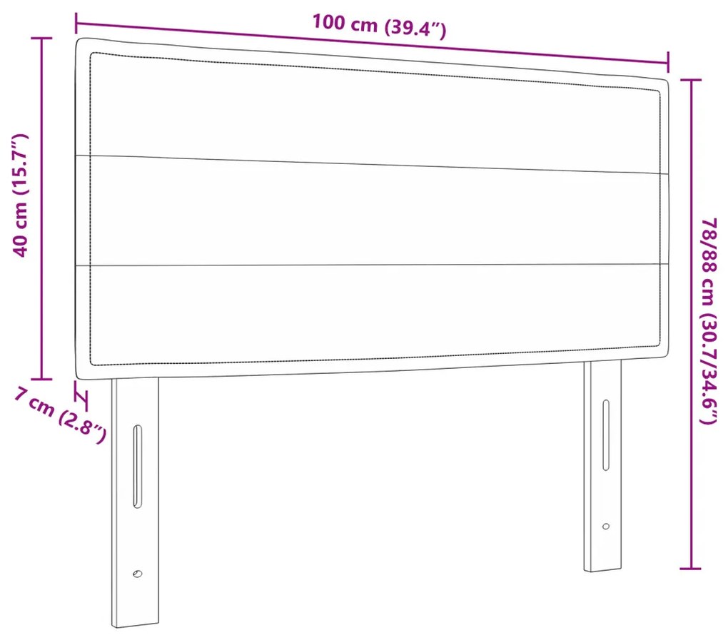 LED ágytámla LED -es lámpákkal sötétbarna 100 cm szövet