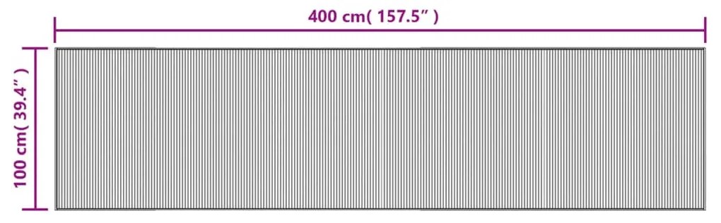 négyszögletű sötétbarna bambusz szőnyeg 100 x 400 cm