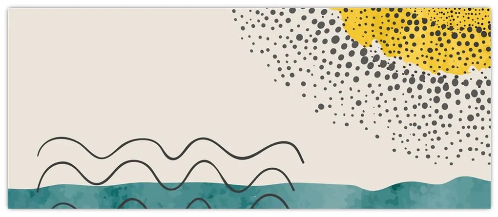 Kép - Absztrakt festmény a strandról N⁰1 (120x50 cm)