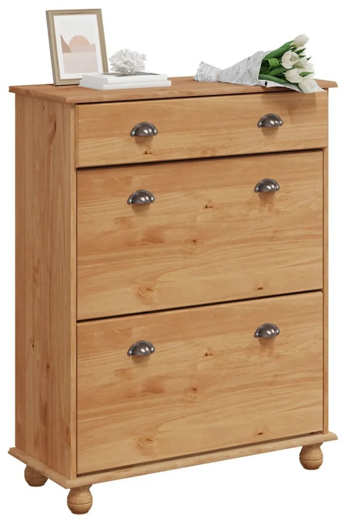 Cipőtároló ASKIM" 85x35x108 cm Tömör Fenyő"