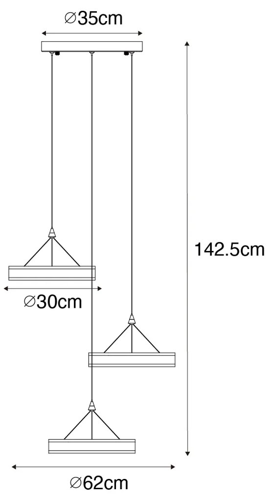 Lógólámpa fekete kerek LED-del, 3 fokozatú fényerő-szabályozóval, 3-lámpás - Lyani