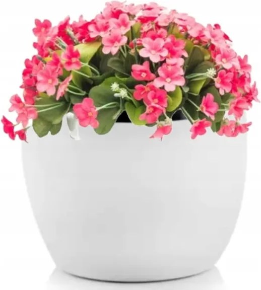 Kerámia virágcserép fehér-ezüst színben, díszes virágcserép 22x23 cm