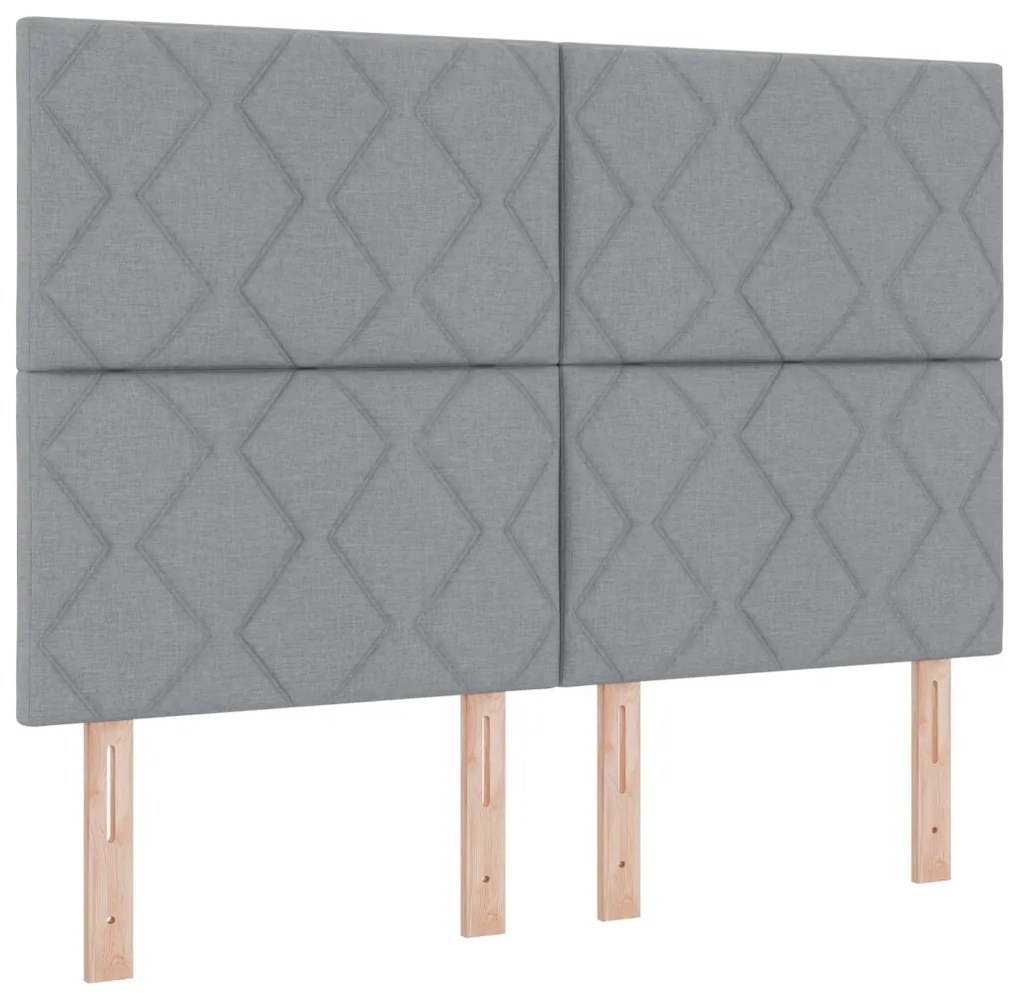 Boxspring Ágy Matracra - Világosszürke, 140x200 cm, Kárpit