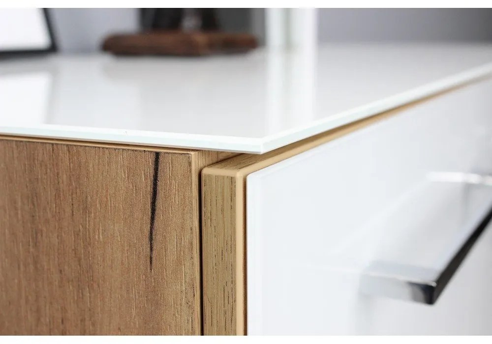 Fehér-natúr színű szekrény tölgyfa dekorral 80x120 cm Monteria – Germania