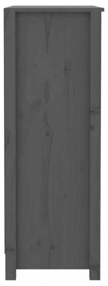 szürke tömör fenyőfa könyvszekrény 80x35x97 cm