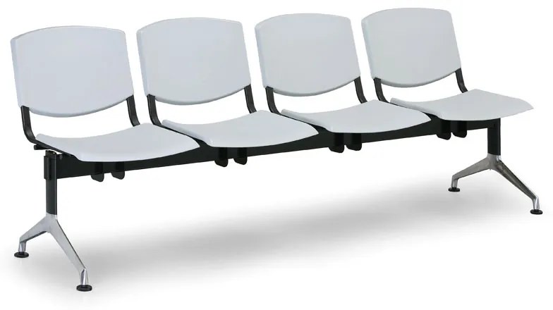 Design műanyag pad, 4 üléses, fekete