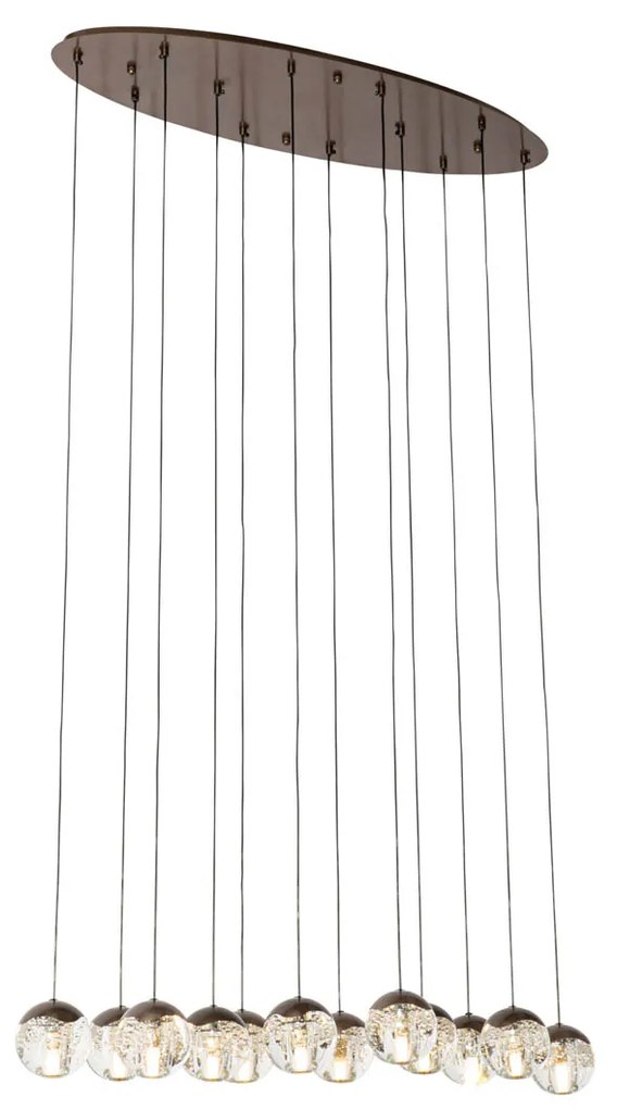 Hanglamp donker brons met glas 6pcs - Inge