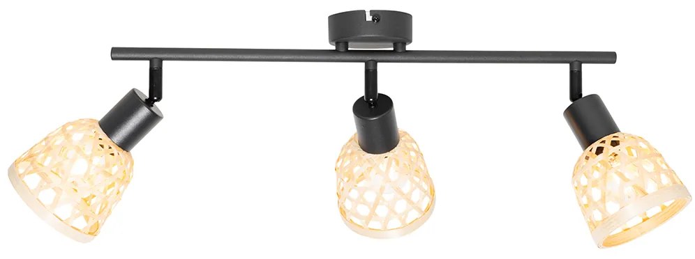 Orientális spotlámpa fekete bambusszal 3 lámpás - Rayan