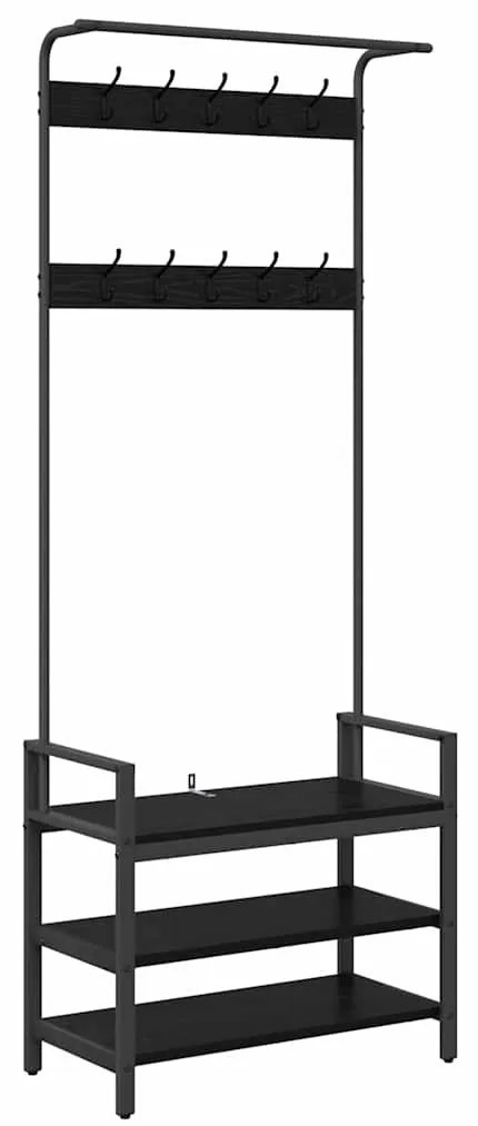 Kabáthorog polcokkal Musta tammi 75 x 34 x 184 cm Faanyag