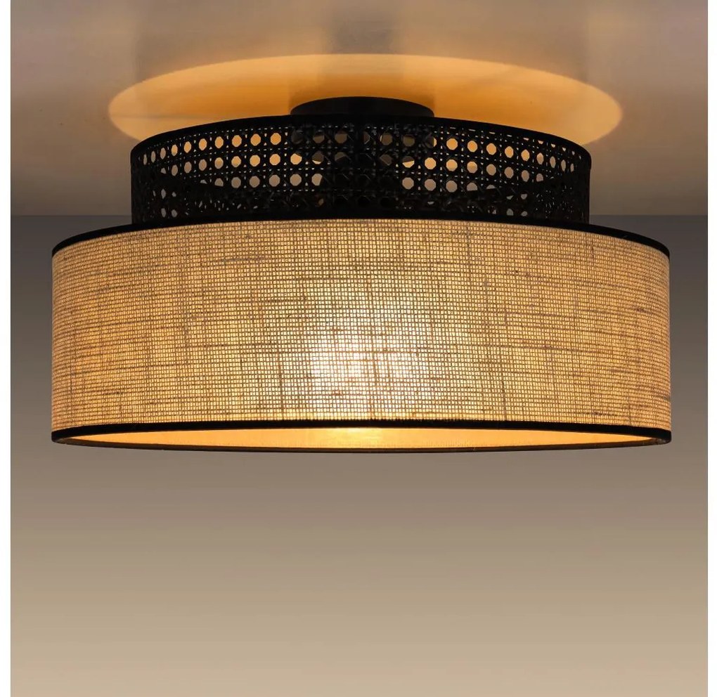 Mennyezeti lámpa BOHO 1xE27/60W/230V átm. 40 cm fekete/rattan